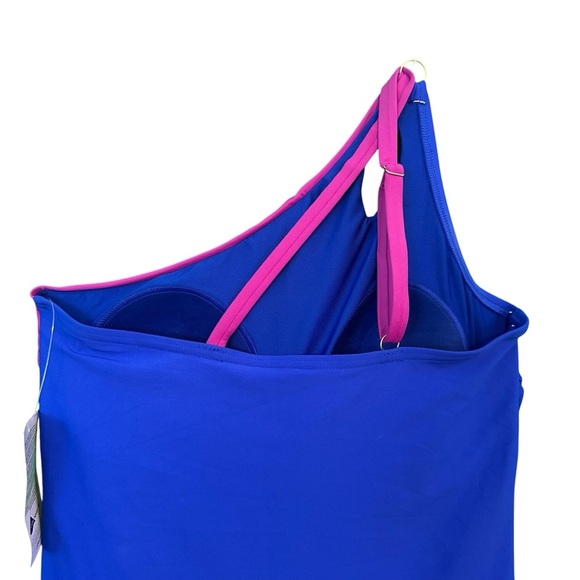 NWT LANDS END' UPF 50 Tummy Control‎ One Shoulder One-Piece Swimsuit 14 - Picture 8 of 12